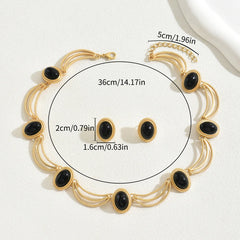 3-Piece Vintage Gemstone Earrings & Necklace Set