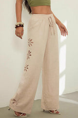 Hollow Out Straight Leg Boho Pants
