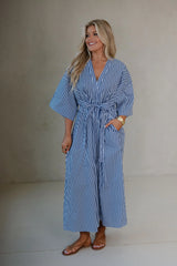 Molly Striped Midi Dress-Blue
