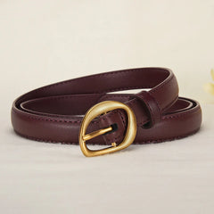 Vintage Glossy Edge Irregular Buckle Leather Belt