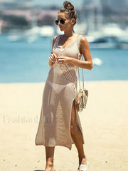 V Neck Slit Cut Cover Up