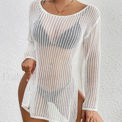 Long Hollow See-Through Top Cover Up