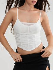 Sheer Lace Bustier Crop Top