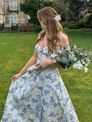 Elegant Floral Print Spaghetti Strap A-Line Floral Dress
