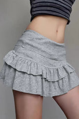 Y2K Casual Solid Pleated Skirt