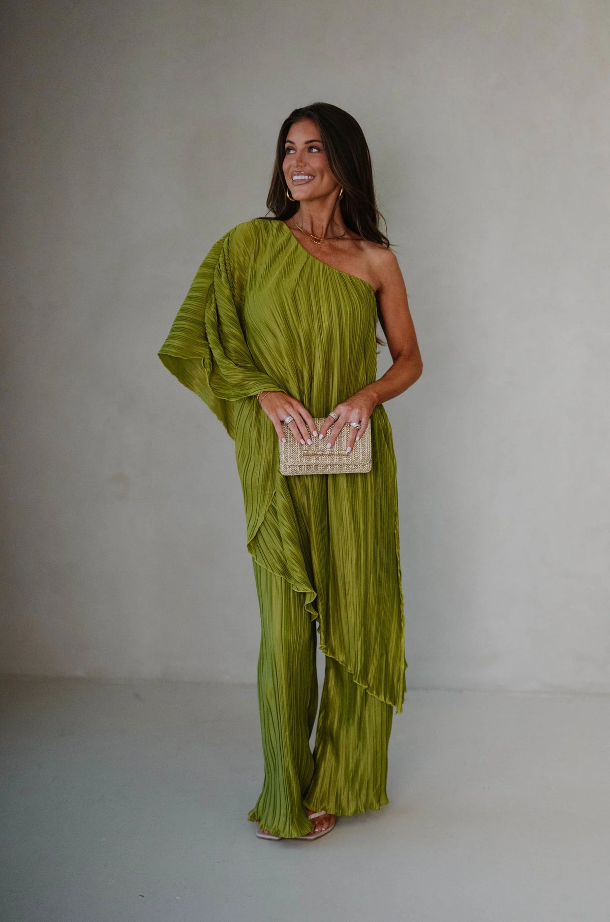 Charie Pleated Pants Set-Chartreuse
