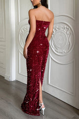 Strapless Bow Maxi Party Dress