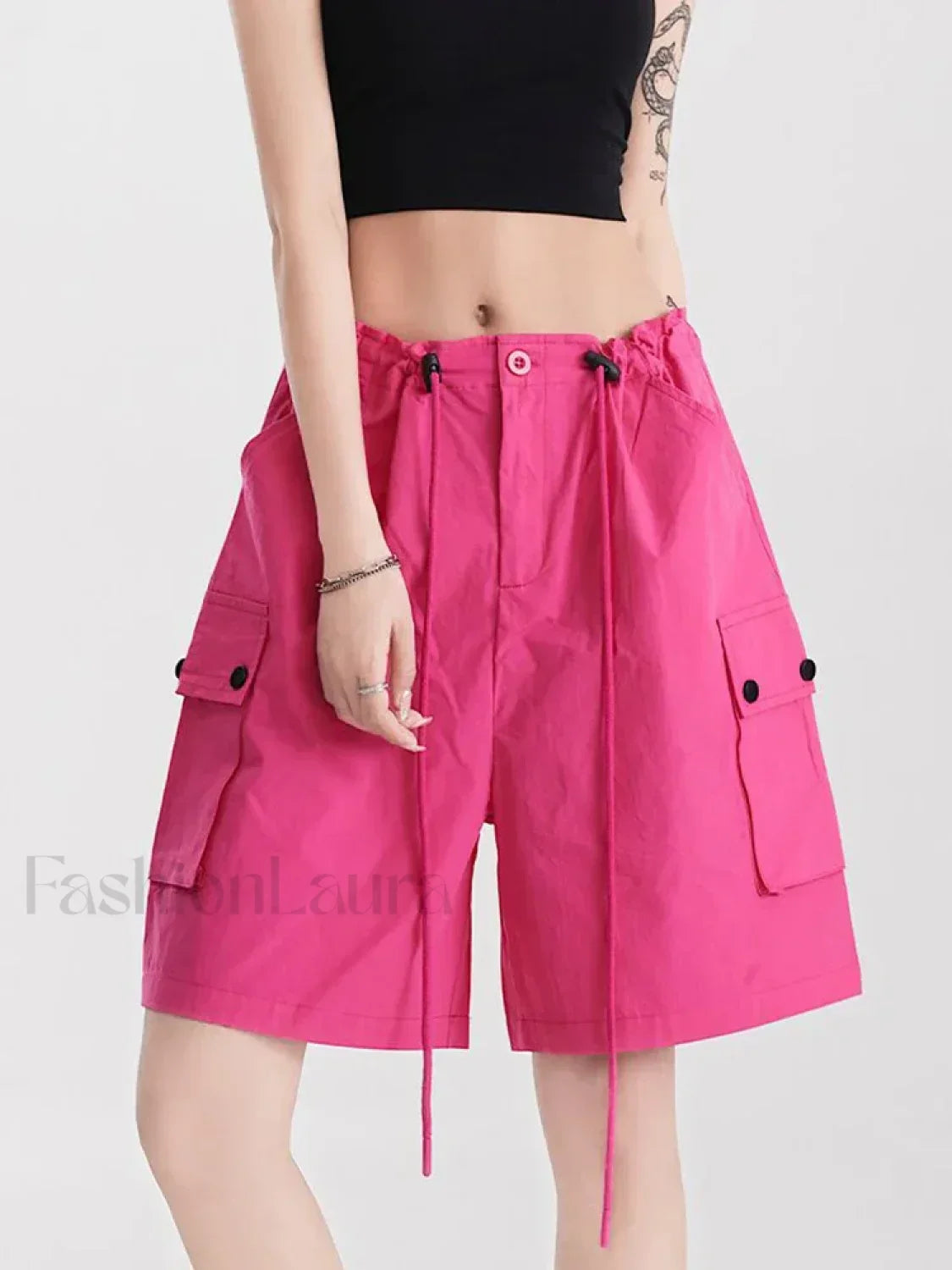Punk Rose Color Cargo High Waist Short