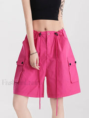 Punk Rose Color Cargo High Waist Short