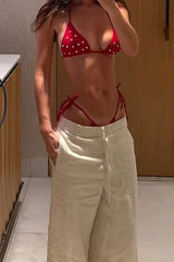 Chic Diamond Detail Cutout Bikini Set