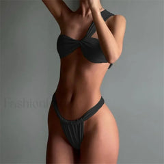 One Shoulder Low Waist Bikini Set