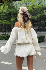 Off Shoulder Long Sleeve Crop Top Bloomers Shorts Set
