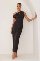 Solid Sleeveless Asymmetric Formal Dress