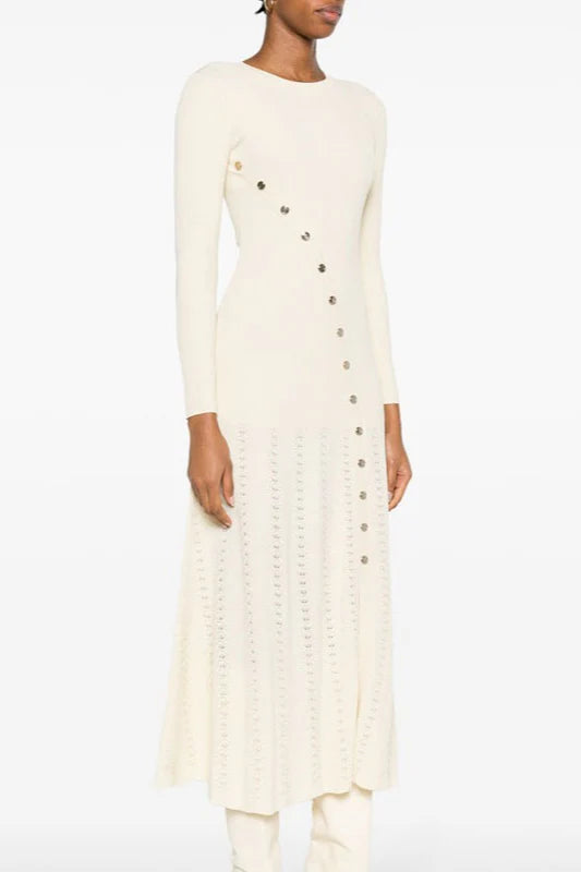 Asymmetrical Button Sweater Dress