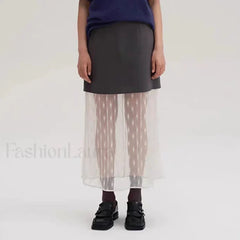 Lace Splicing Straight Zipper Skirt