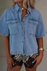 Denim Button Up Shirt- Light Wash