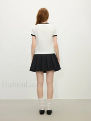 Ribbed Color Blocking Crewneck T-Shirt