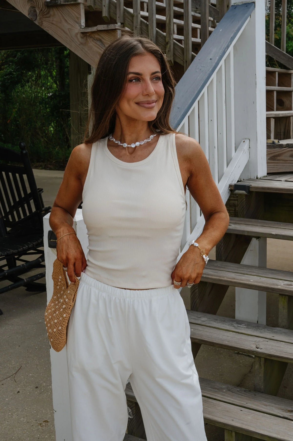Sleeveless Ribbed Top-Cream