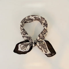 Paisley Faux Linen Square Hair Neck Sun Scarf