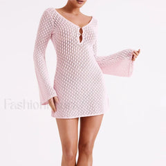 V-Neck Hollow Tunic Cover Up