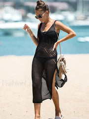V Neck Slit Cut Cover Up