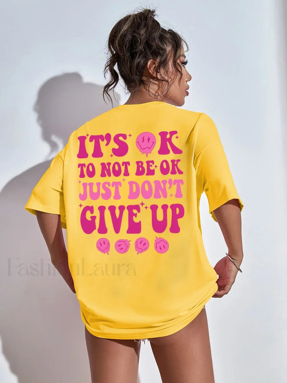 It's Ok To Not Be Ok Letter Print Oversized T-Shirt