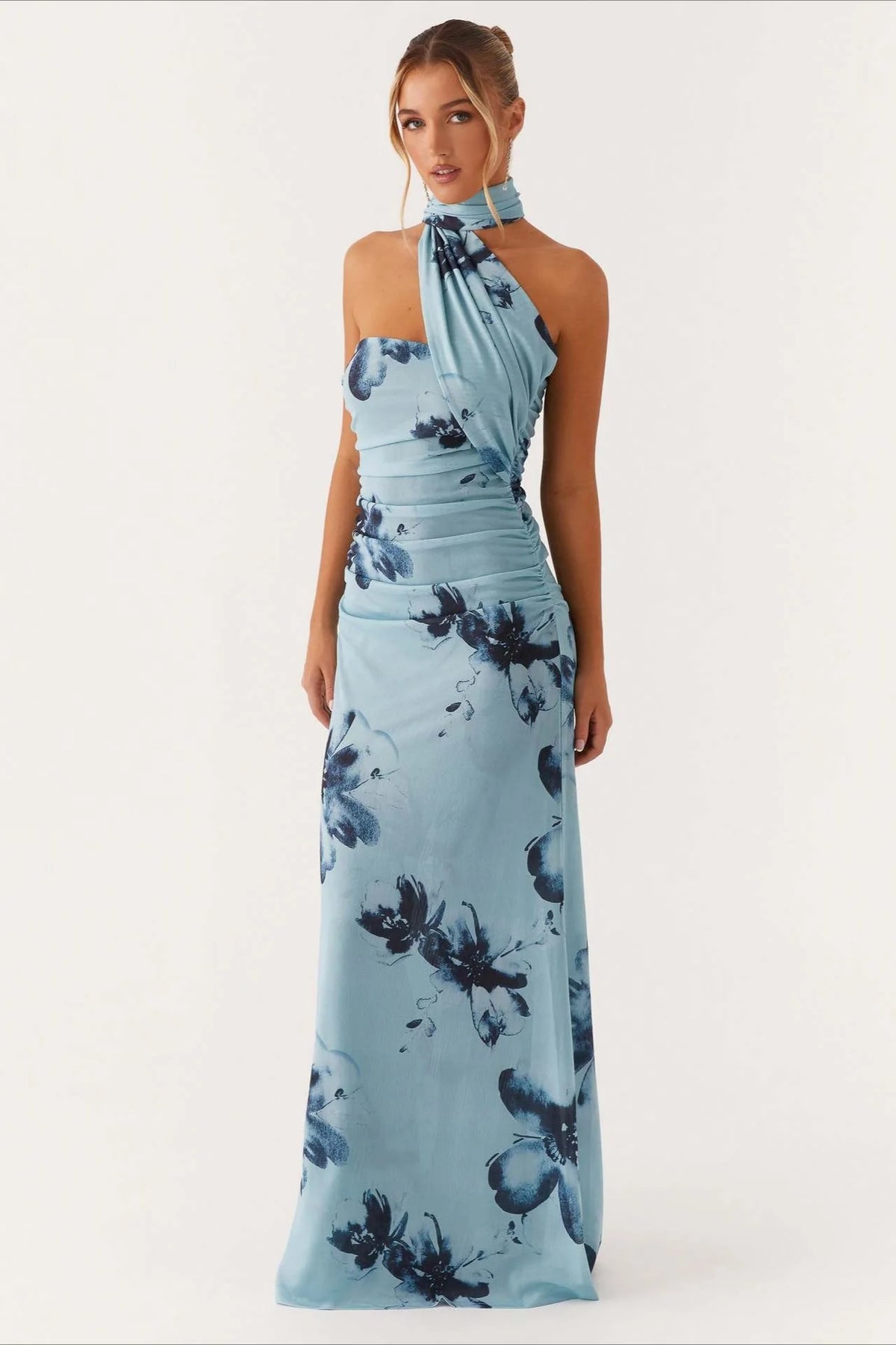 Tie Dye Mesh Spaghetti Strap Maxi Party Dress
