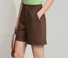 Minimalist Summer Casual Loose Cotton Linen Cuffed Short