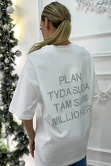 Rhinestone Letter Graphic Loose Fit Short Sleeve Tee