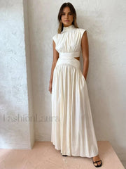 Mock Neck Cut Trendy Out Long Dress