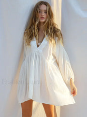 Backless High Waist White Cover Up