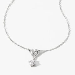 Heart Shape Zirconia Pendant Stainless Steel Necklace