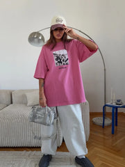 Retro Printed 100% Cotton Loose T-Shirt