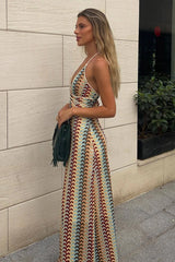Crochet Knit Floral Vacation Boho Dress