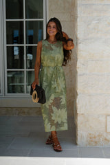 Mia Lace Midi Dress-Green