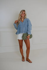 Melody Denim Balloon Sleeve Top