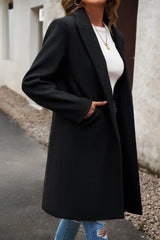 Wool Blend Solid Longline Coat