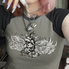 Y2K Gothic Emo Black & White T-Shirt
