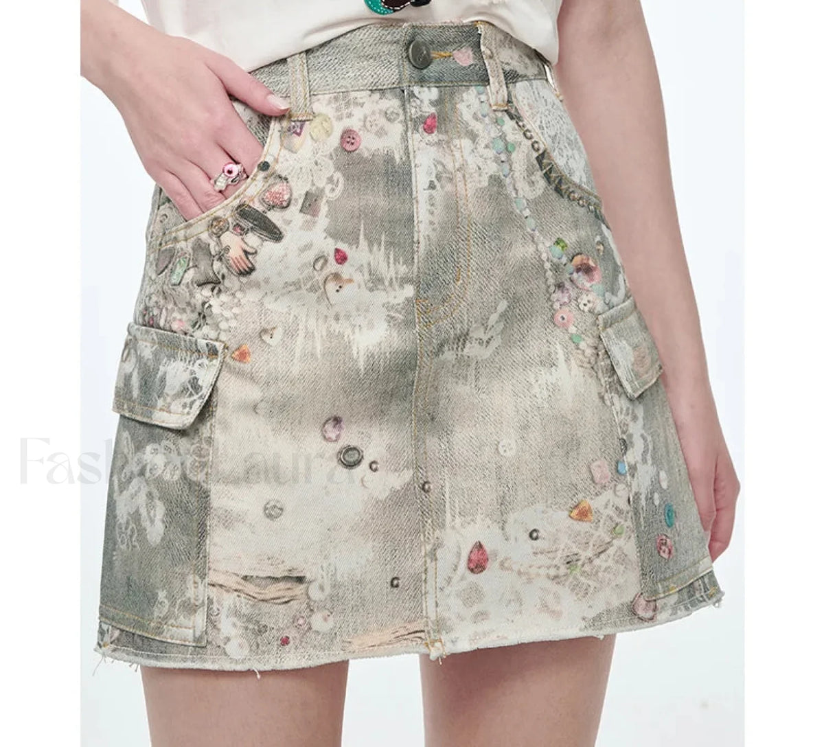 Y2K Ripped Pockets Mini Skirt