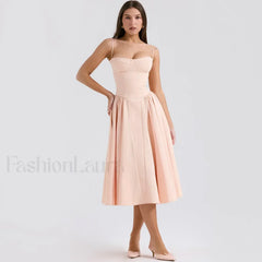 Fit-Flare Spaghetti Midi Dress