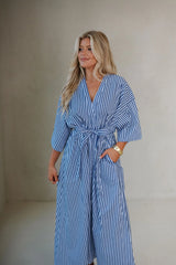 Molly Striped Midi Dress-Blue