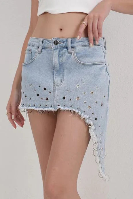 Stylish Design Denim Hot Girl Mini Skirt