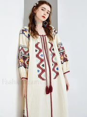 Lantern Sleeve Floral Boho Dress