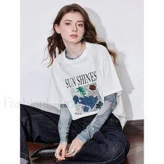 Letter Pattern Lyocell Slim Fit T-Shirt