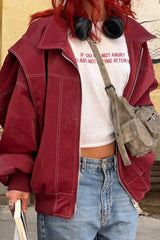 Colorblock Faux Leather Zip Jacket