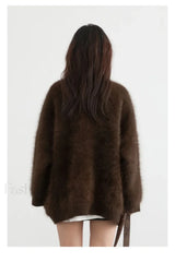 Loose Fit Rabbit Hair Knit Cardigan