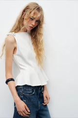 Sweet Style Bow Detailed Hem Casual Tank Top