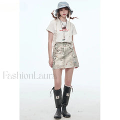 Y2K Ripped Pocket A-Line Skirt