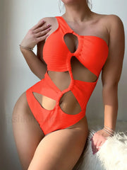 One Shoulder Hollow Push Up One Piece