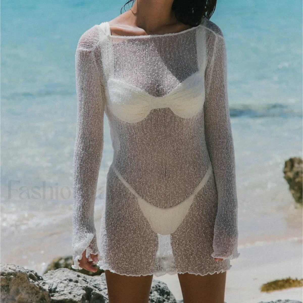 Halter Hollow Knit Maxi Cover Up